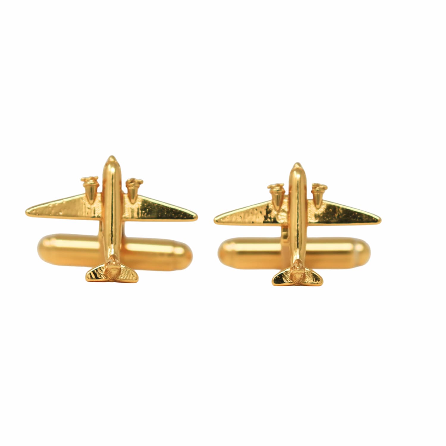 Airplane Cufflinks in Gold