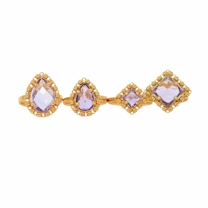 Quadra Ring in Gold with Amethyst, Large