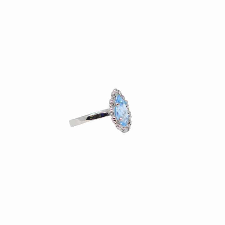 Drop Ring in Silver with Blue Topaz, Small