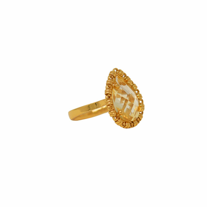 Drop Ring in Gold with Citrine, Small