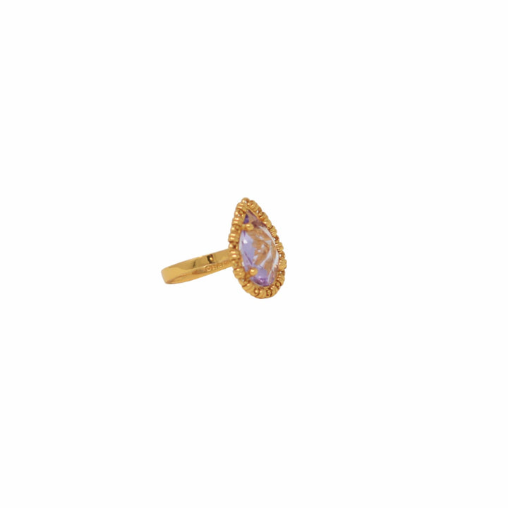 Drop Ring in Gold with Amethyst, Small
