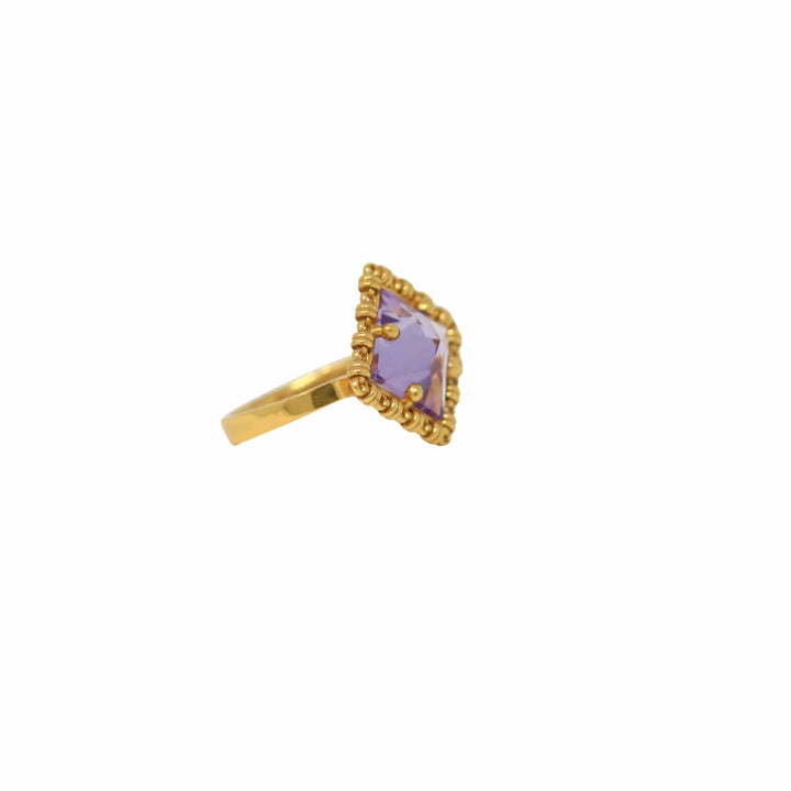 Quadra Ring in Gold with Amethyst, Small