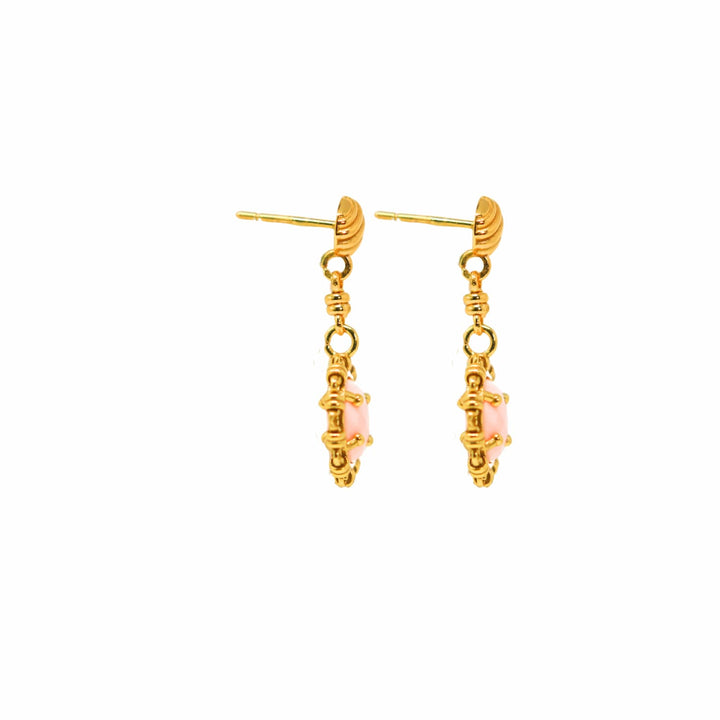 Gemma Earrings in Gold with Pink Coral