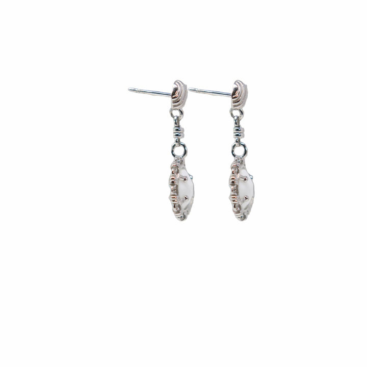Gemma Earrings in Silver with White Agate