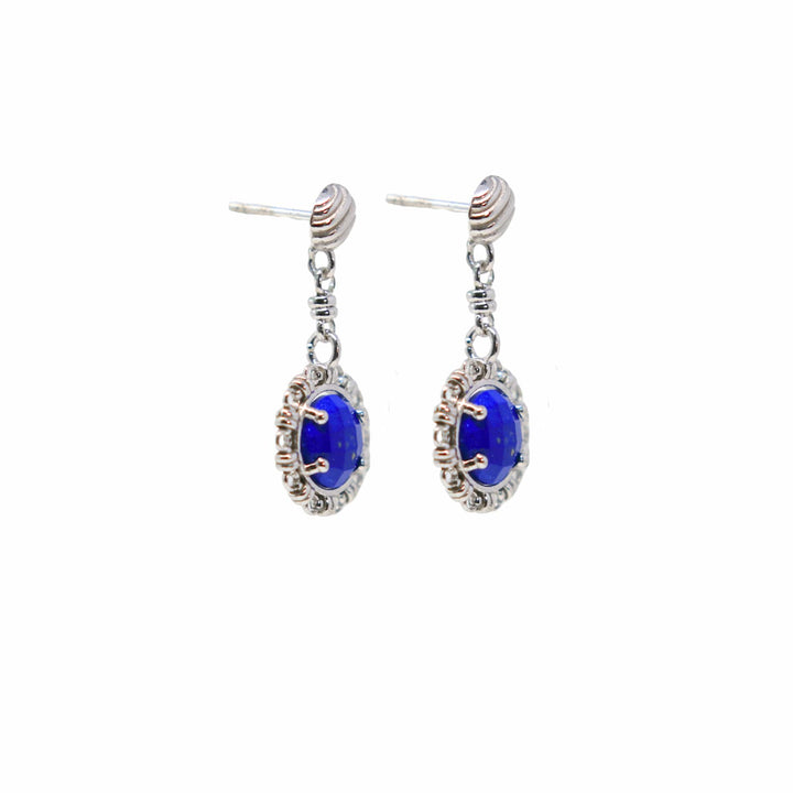 Gemma Earrings in Silver with Lapis