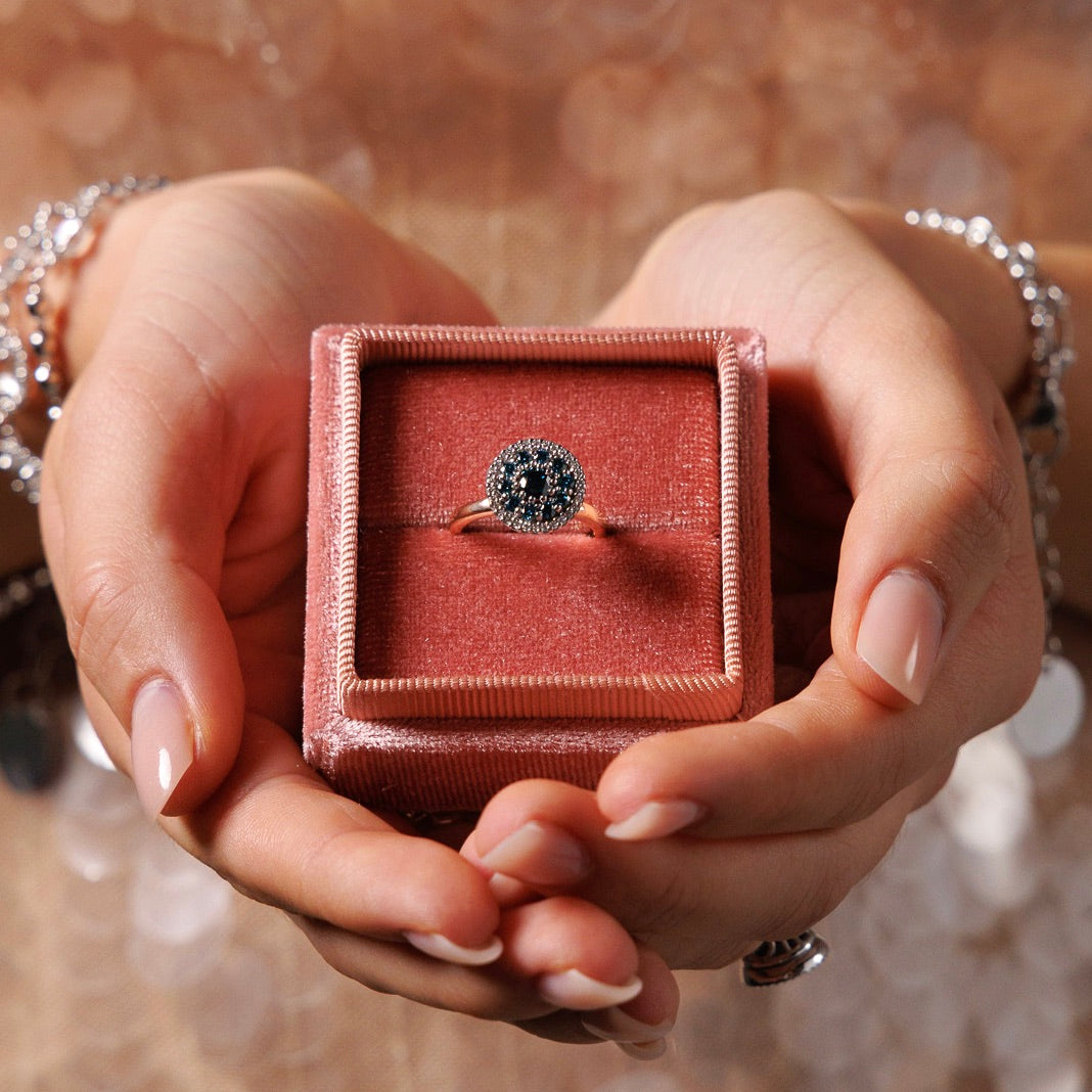 Wish Ring in 18K Rose Gold White Gold with Blue Diamonds