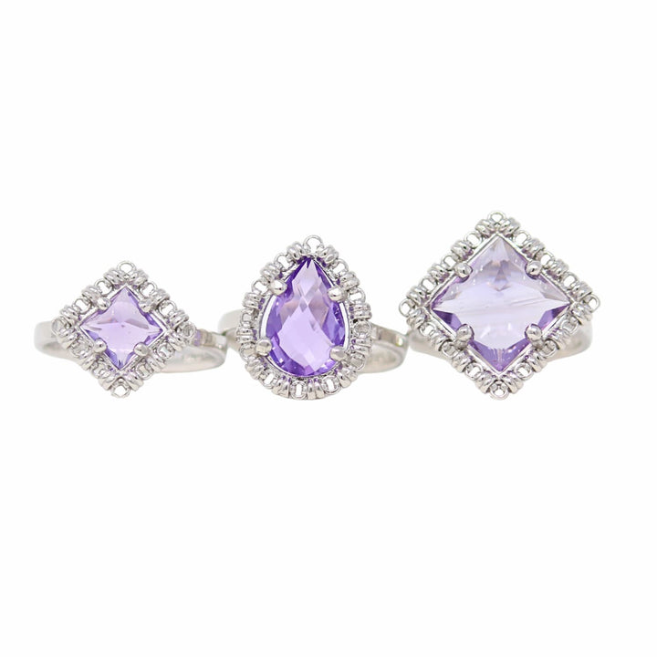 Drop Ring in Silver with Amethyst, Small