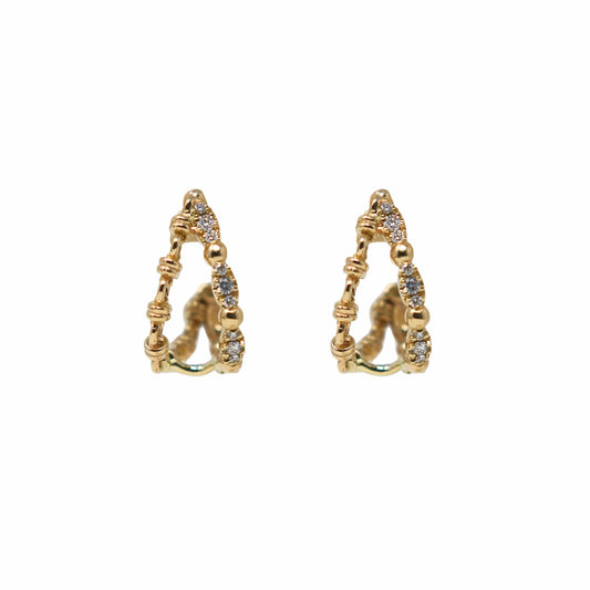 Double Whisper Earrings in 14k Yellow Gold with Diamond Clusters
