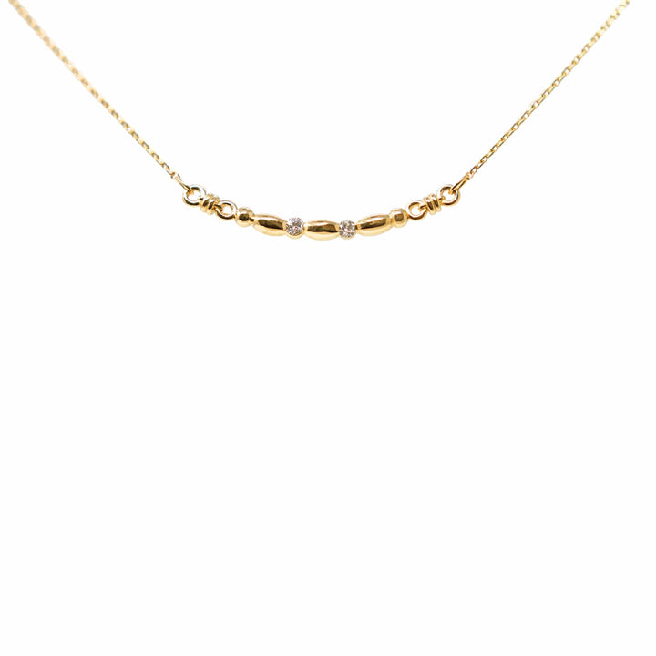 Half Moon Whisper Necklace in 14k Yellow Gold with Diamond Stations