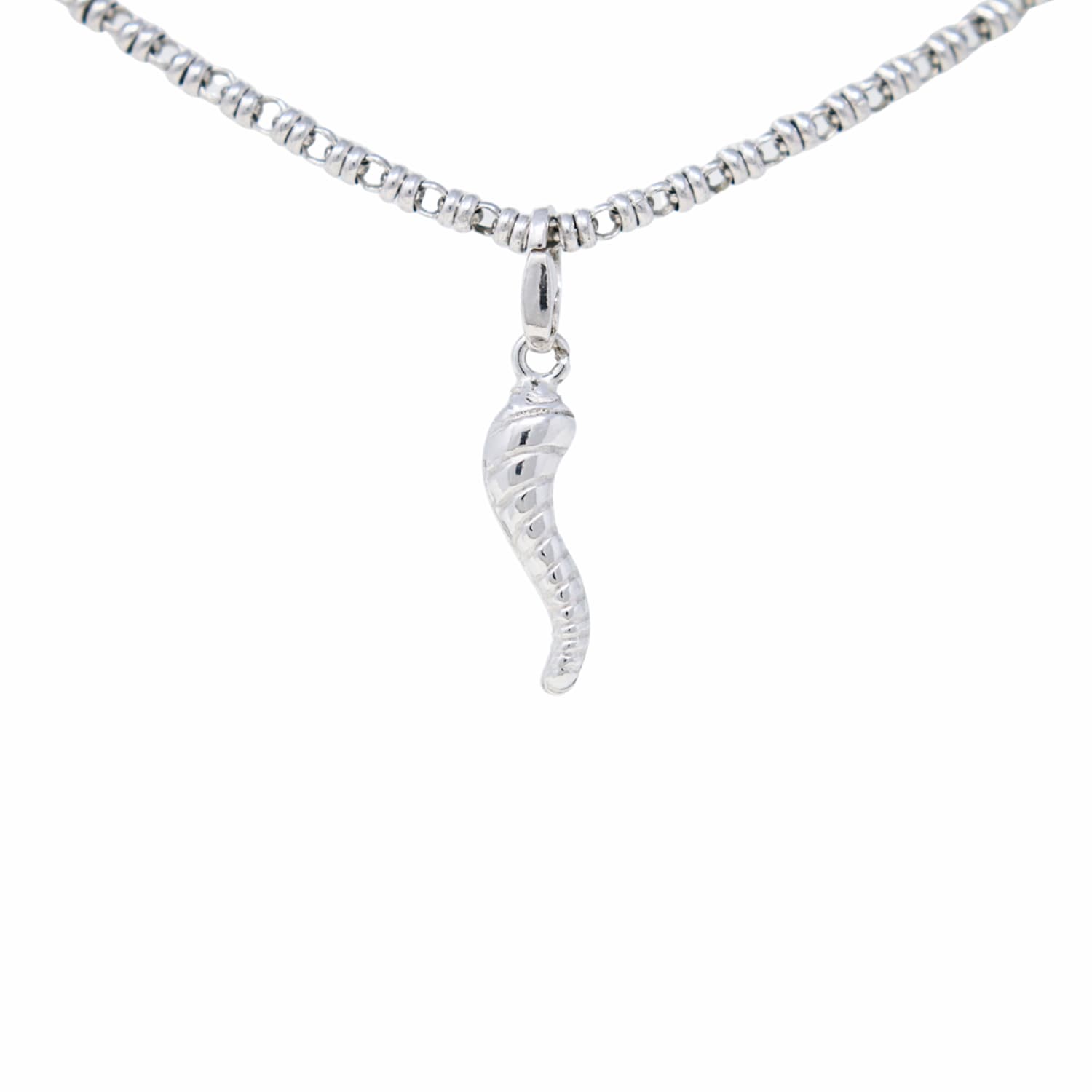 Small Italian Horn Charm in Silver