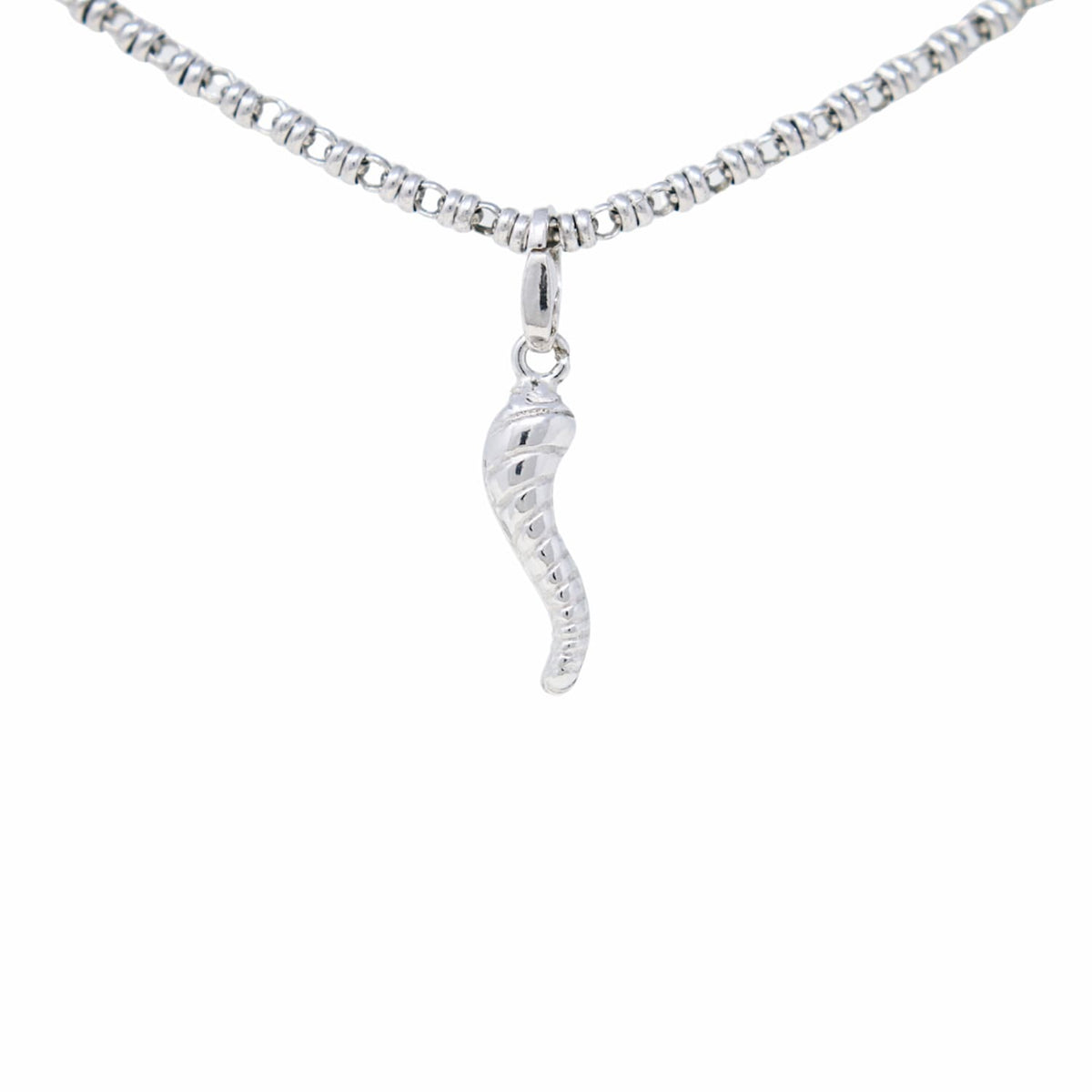 Small Italian Horn Charm in Silver