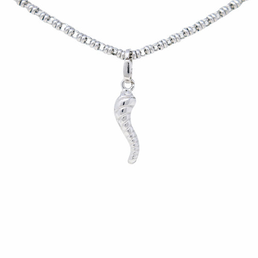 Small Italian Horn Charm in Silver
