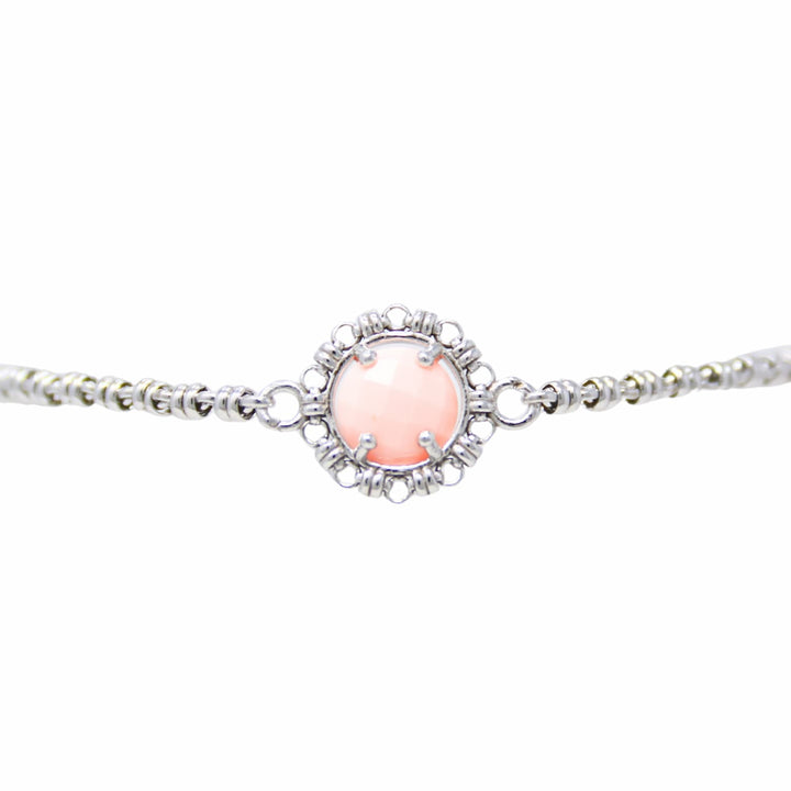 Gemma Bracelet in Silver with Pink Coral