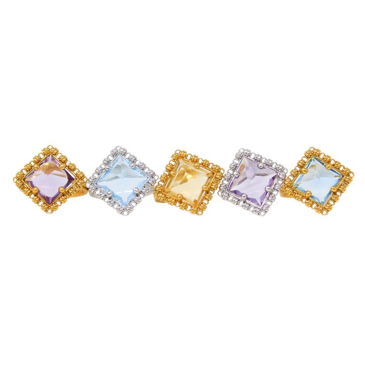 Quadra Ring in Gold with Amethyst, Large