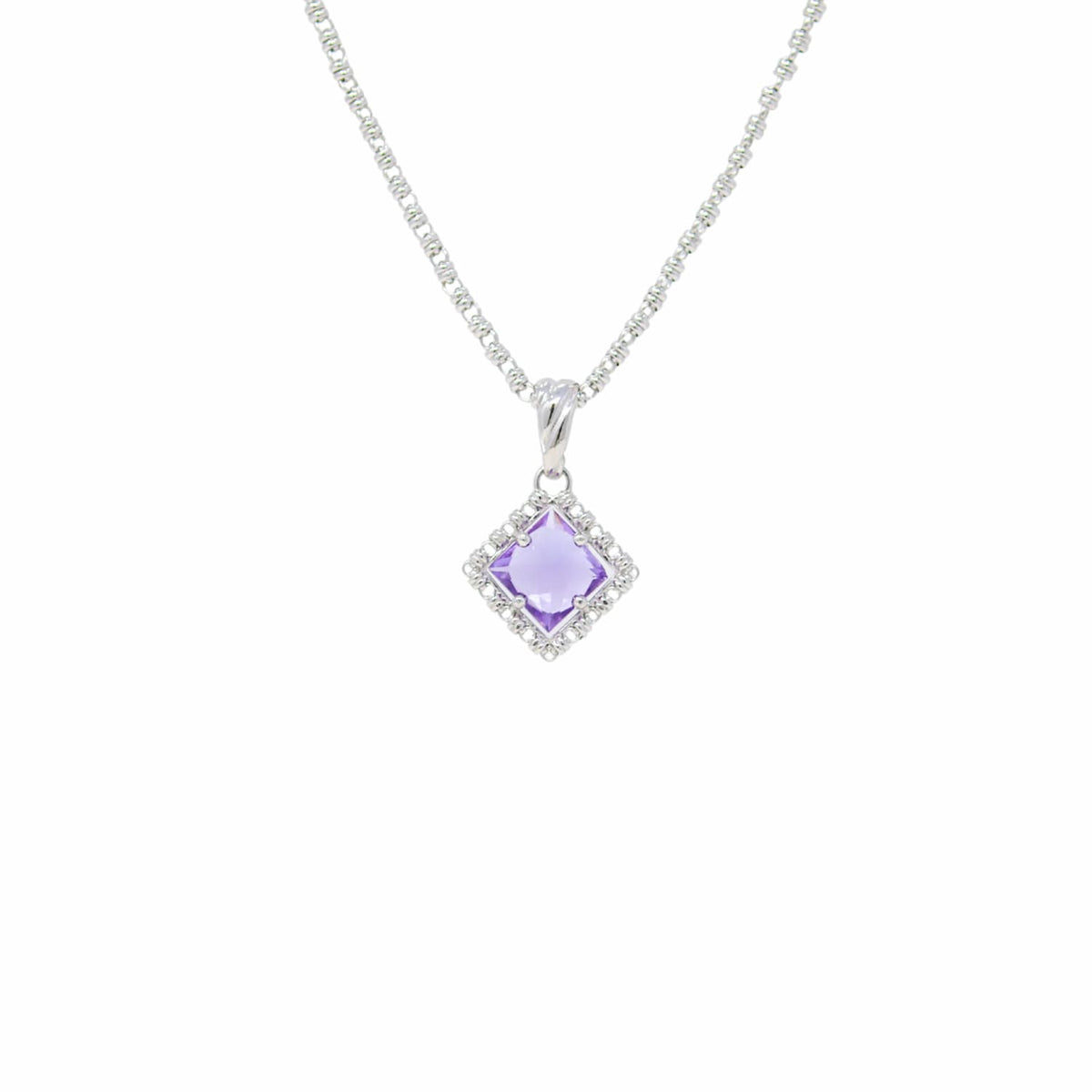 Quadra Pendant in Silver with Amethyst