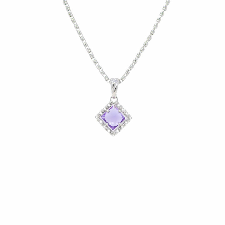 Quadra Pendant in Silver with Amethyst