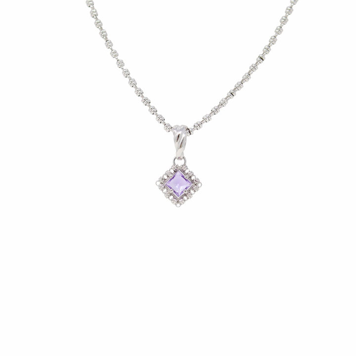Quadra Pendant in Silver with Amethyst, Small