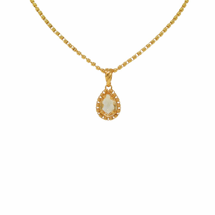 Drop Pendant in Gold with Citrine, Large