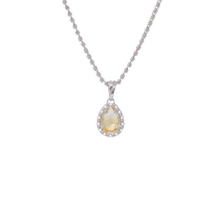 Drop Pendant in Silver with Citrine, Large