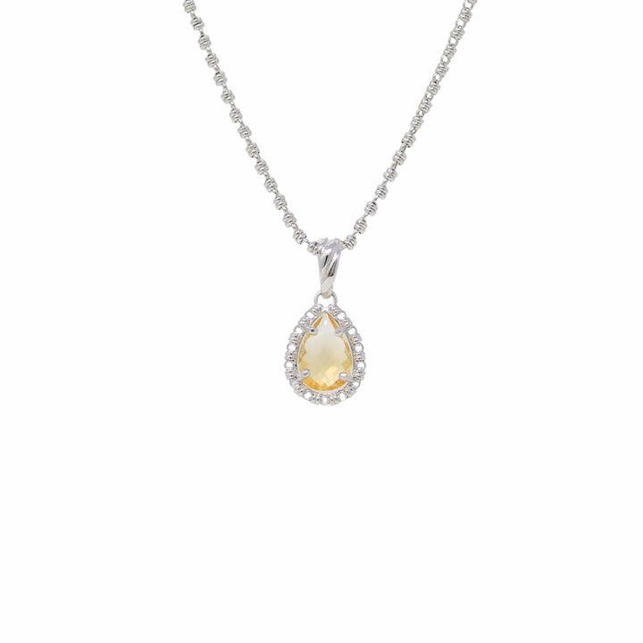 Drop Pendant in Silver with Citrine, Small