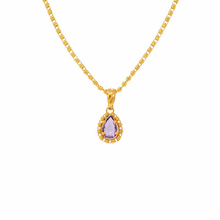 Drop Pendant in Gold with Amethyst, Small