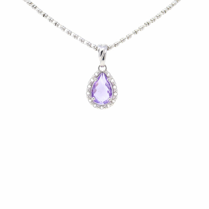 Drop Pendant in Silver with Amethyst, Small