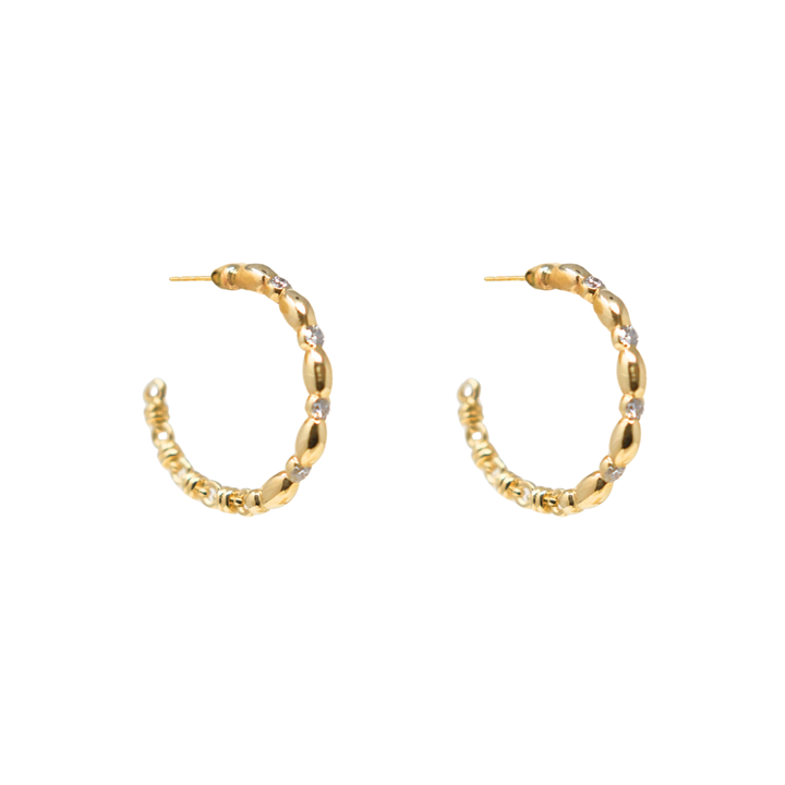 Whisper Earrings in 14k Yellow Gold with Diamond Stations