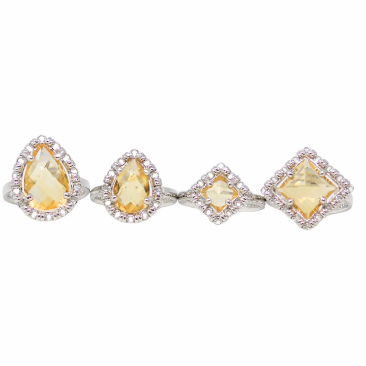 Quadra Ring in Silver with Citrine, Large