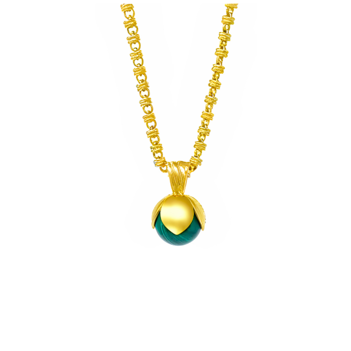 Magnolia Pendant in Gold with Malachite
