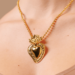 Flaming Heart Pendant in Gold