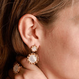 Statement Piazza Earrings in Gold with Mother of Pearl