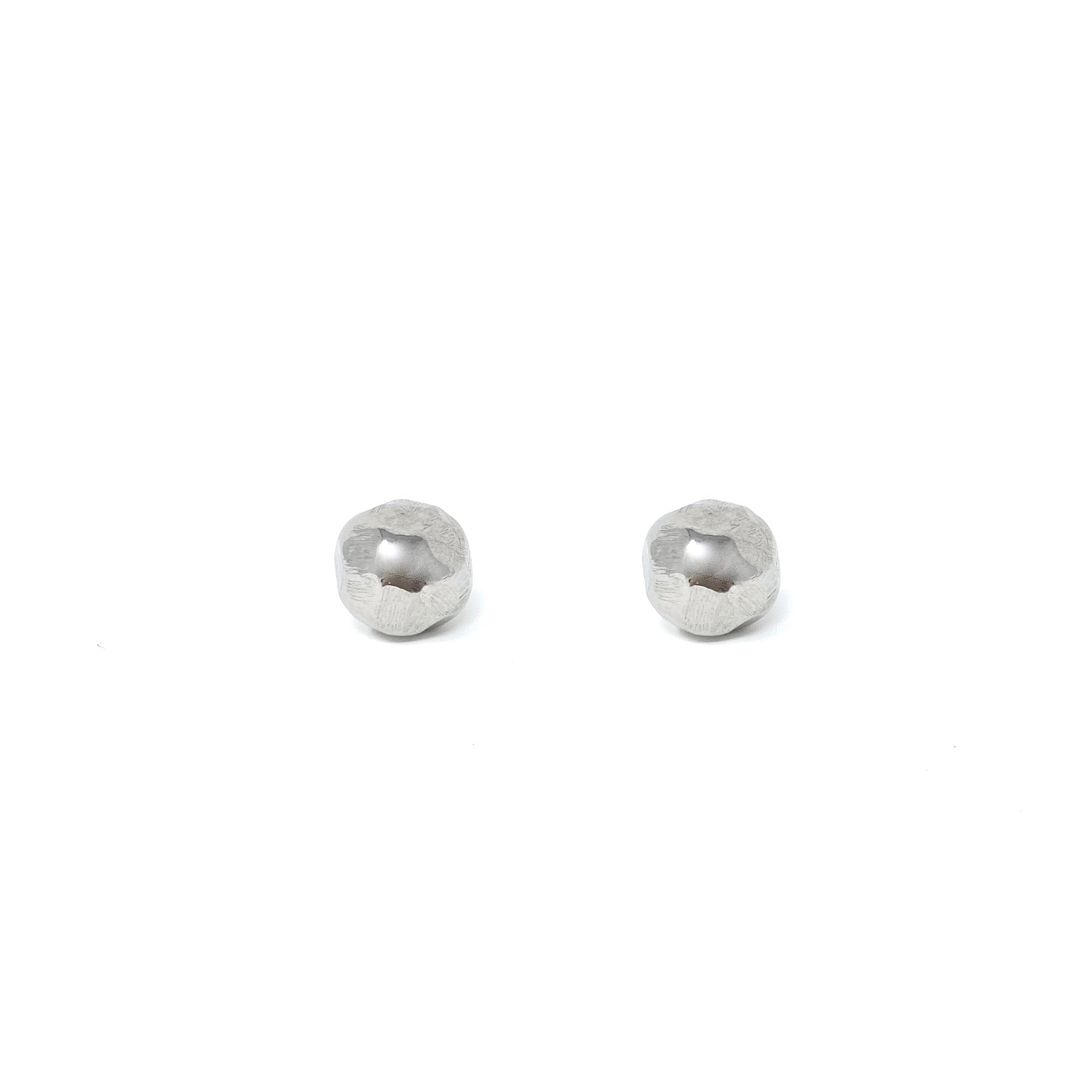 Hammered Beads Stud Earrings in Silver