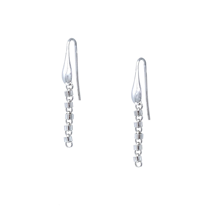 Cylinders Earrings in Silver, Long
