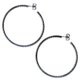 Large Rope Hoop Earrings in Black