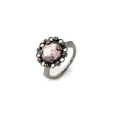 8mm Filary Ring in Black with Rose Quartz