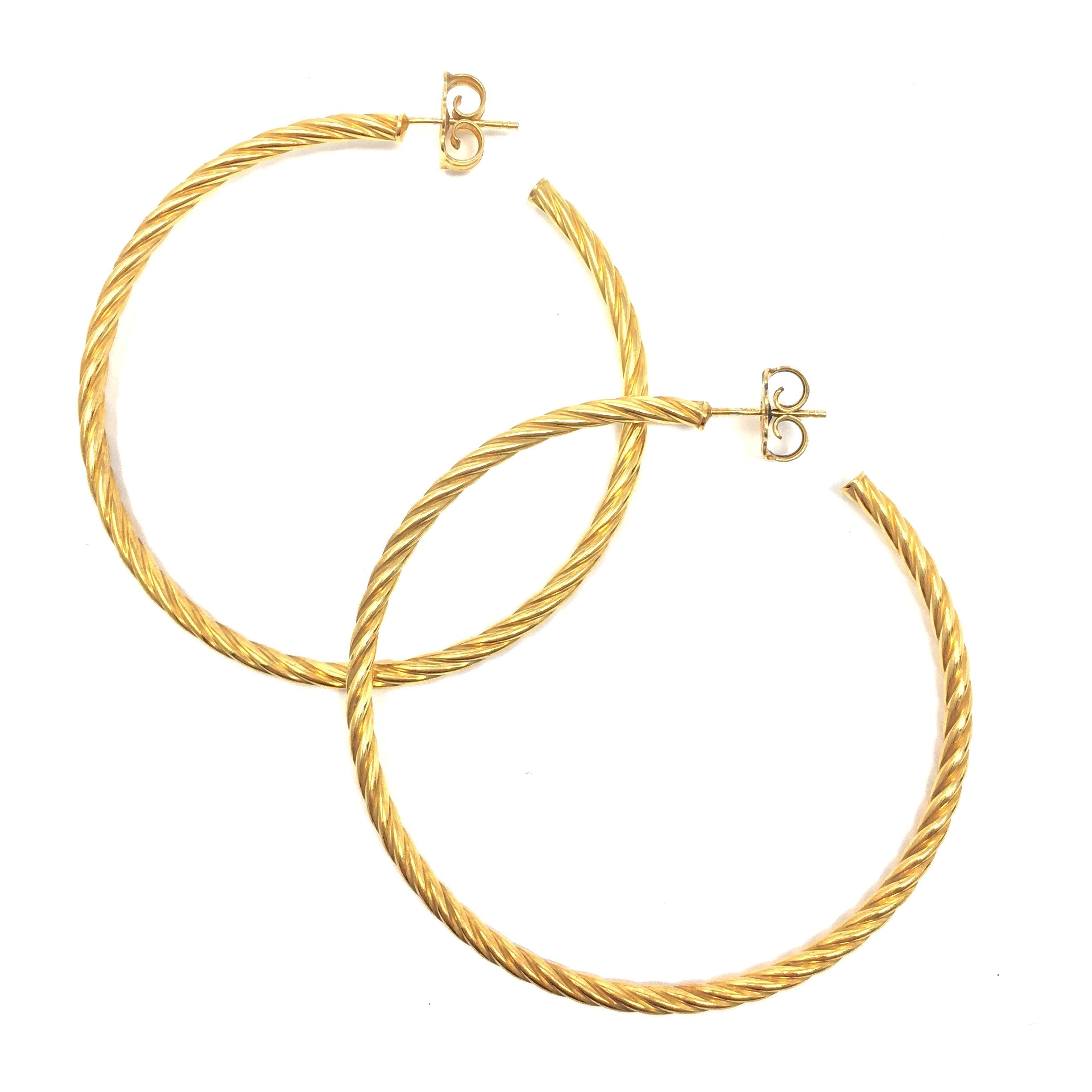 Large Rope Hoop Earrings in Gold