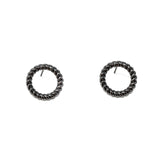 Rope Circle Stud Earrings in Black
