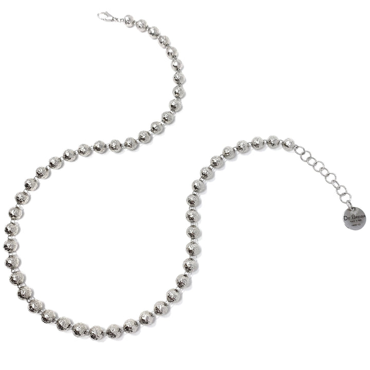 Hammered Beads Necklace in Silver