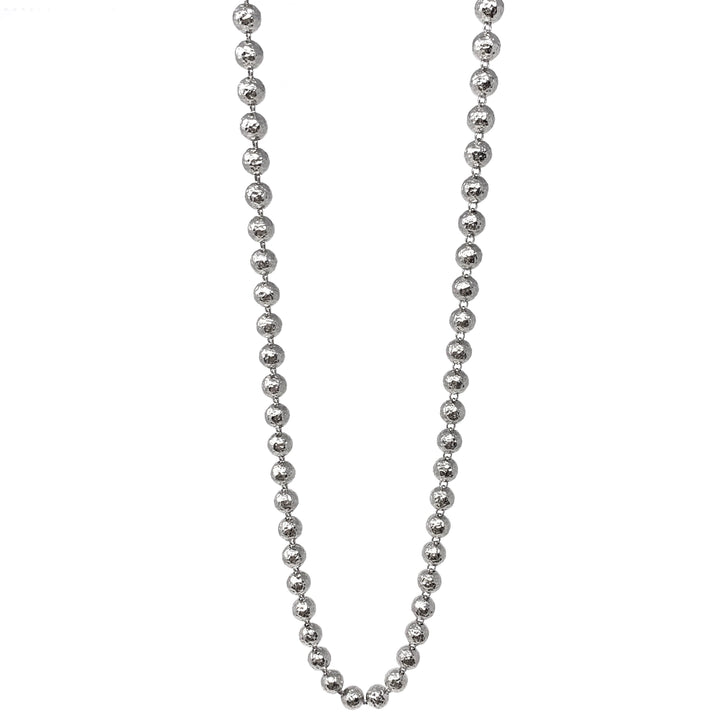 Hammered Beads Necklace in Silver