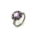 8mm Filary Ring in Black with Amethyst