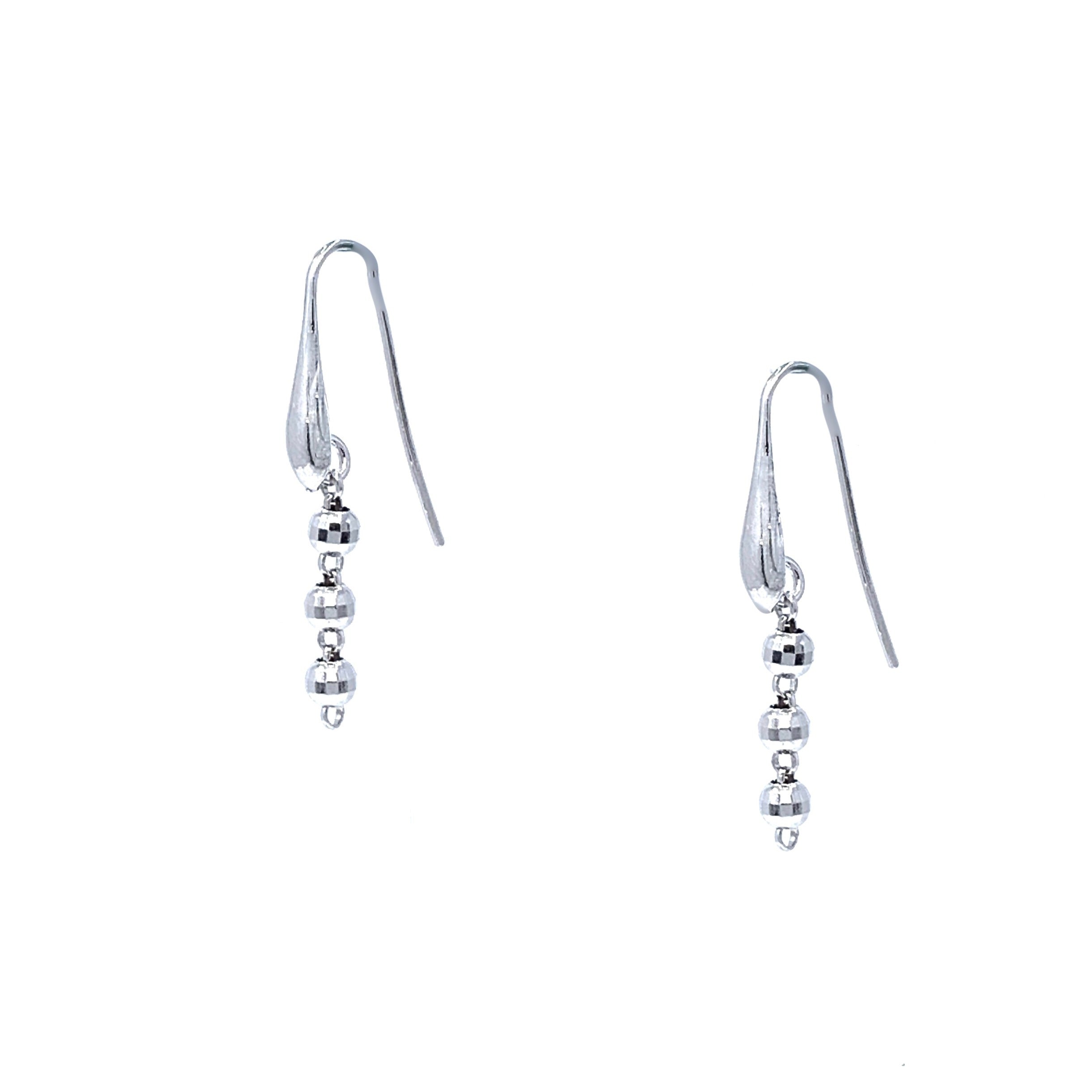 Diamond Beads Earrings in Silver, Short