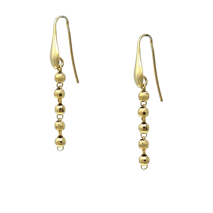 Diamond Beads Earrings in Gold, Long