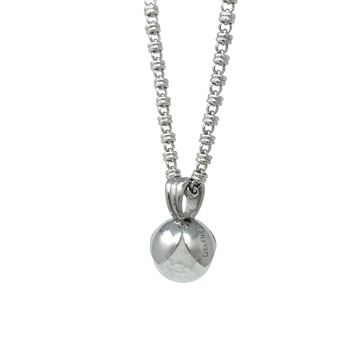 Magnolia Pendant in Silver with Crackle White Agate