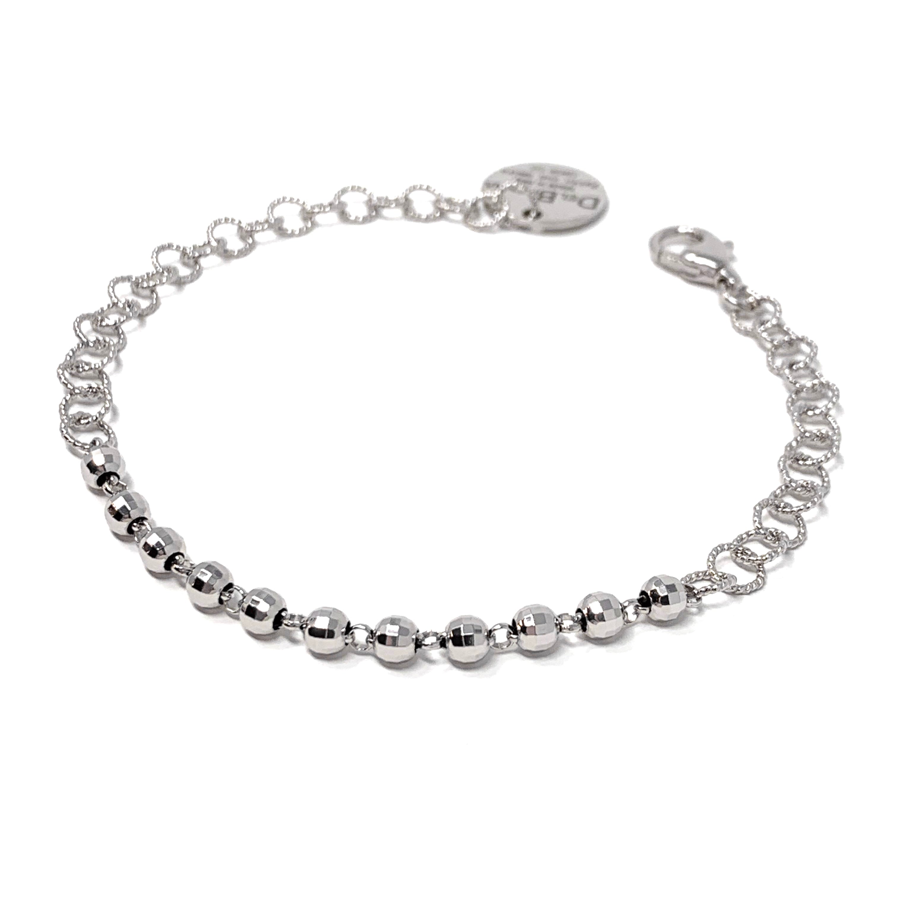 Wispy 5mm Bracelet in Silver with Diamond Beads