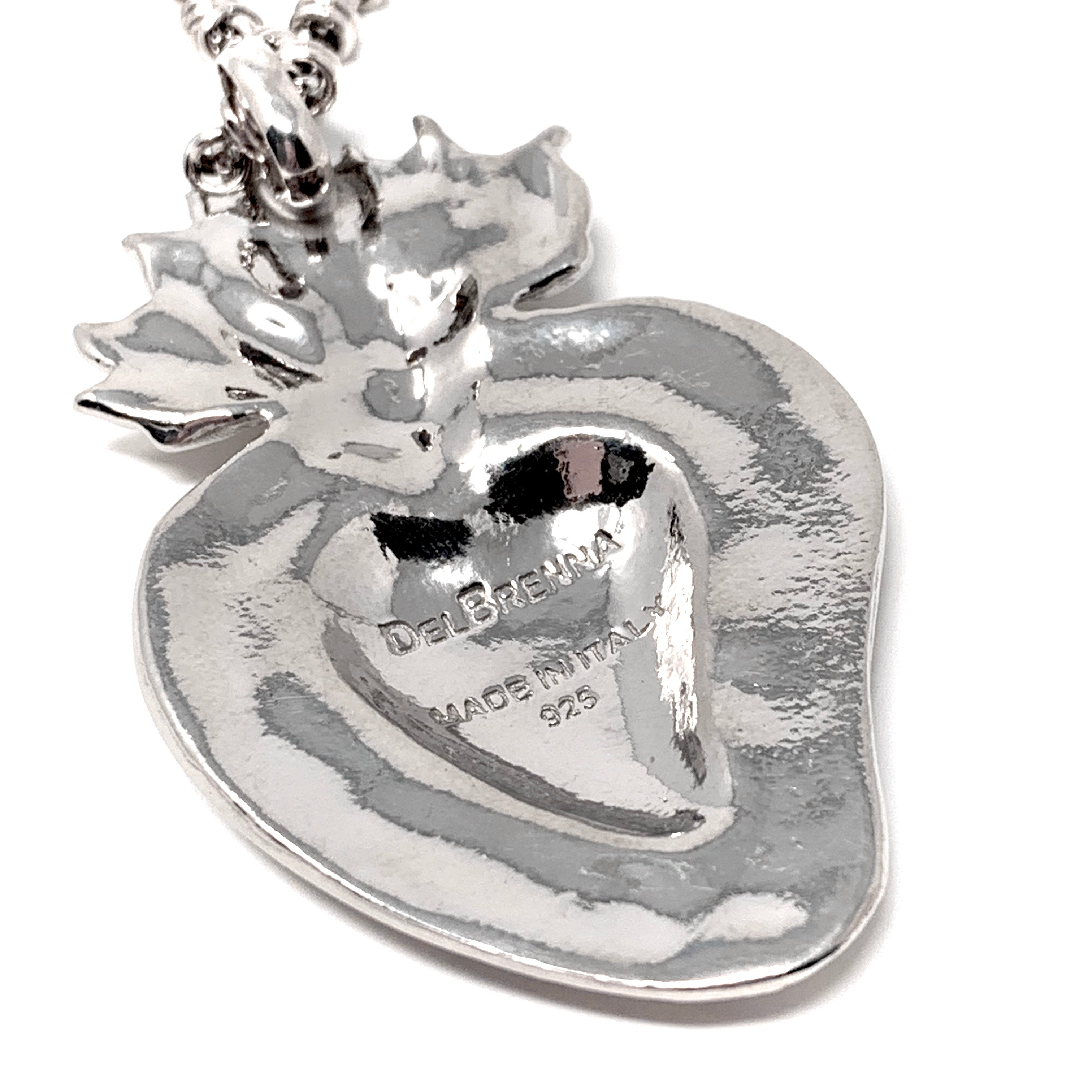 Flaming Heart Pendant in Silver