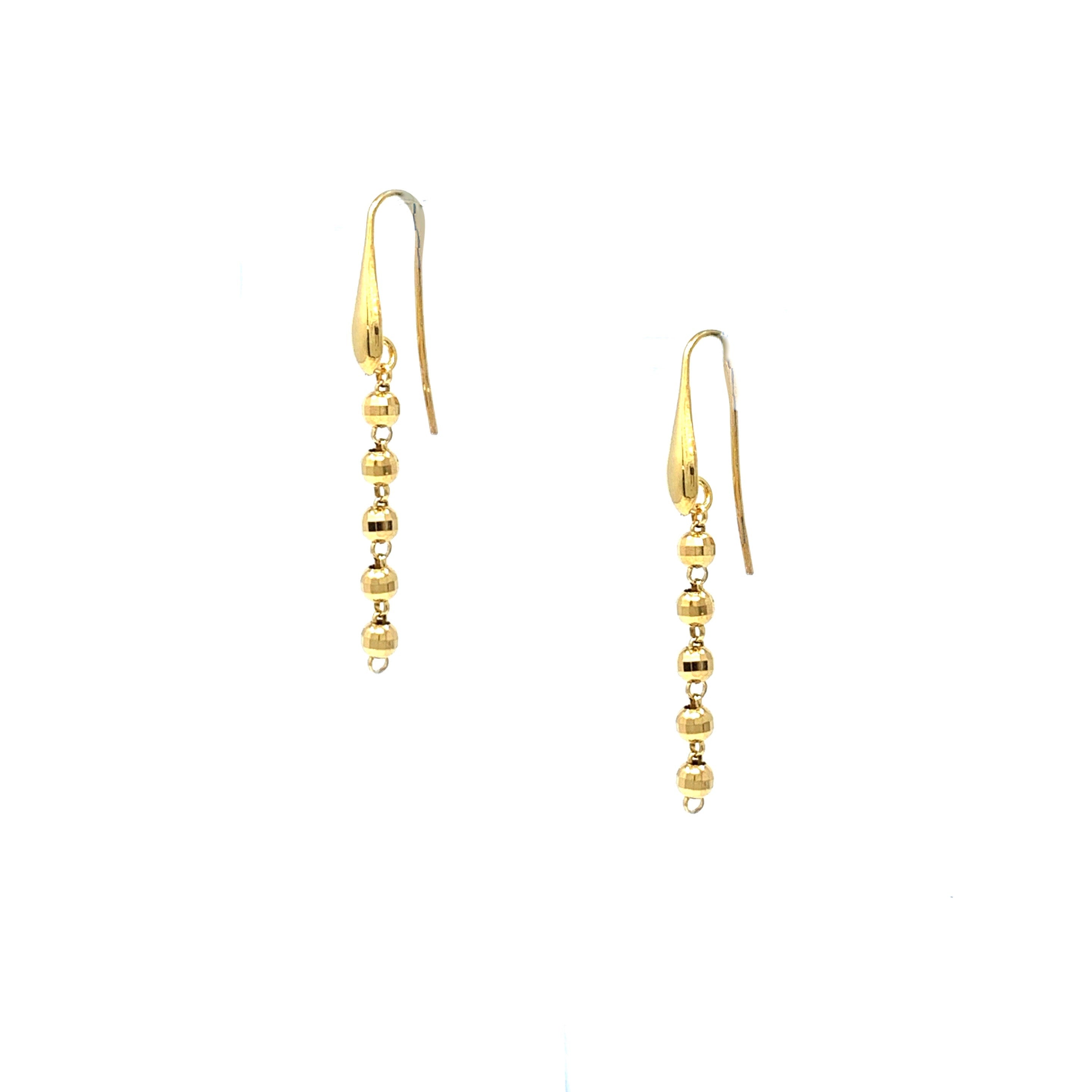 Diamond Beads Earrings in Gold, Long