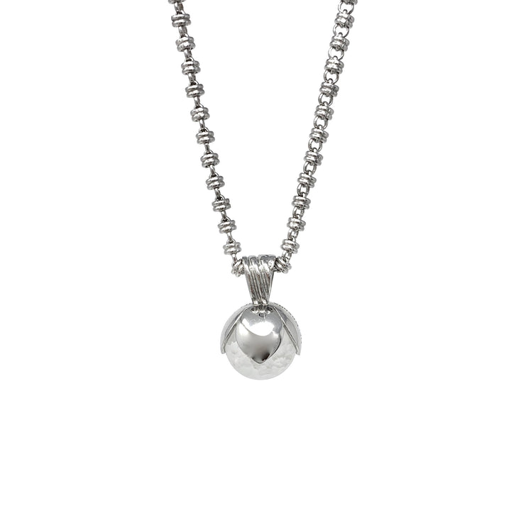 Magnolia Pendant in Silver with Crackle White Agate