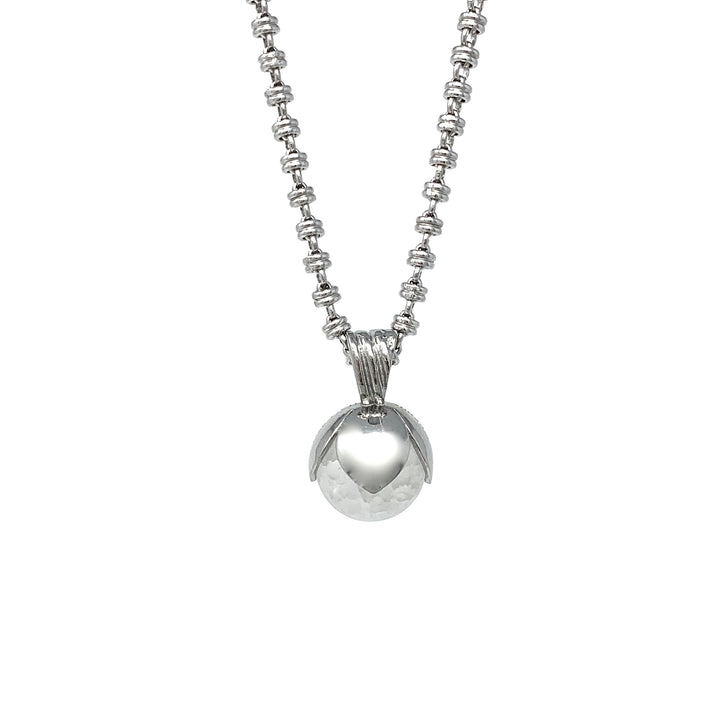 Magnolia Pendant in Silver with Crackle White Agate