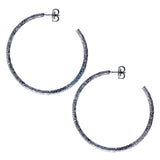Large Hammered Hoop Earrings in Black