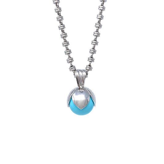 Magnolia Pendant in Silver with Turquoise
